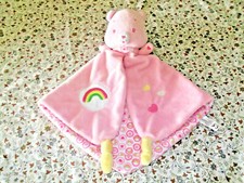 L/ DOUDOU JEMINI "LES BISOUNOURS" OURS ROSE COEUR ARC EN CIEL GRELOT 30CM NEUF 