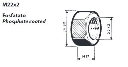 Dado colonnetta roue m22x2 - dado,