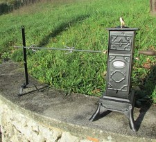 Très grand ancien tournebroche cheminée   modèle 47 cm .