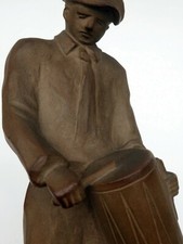 1930's ART DECO SEVRES PORCELAIN STONEWARE FIGURINE The Drummer  signed A. HUSS