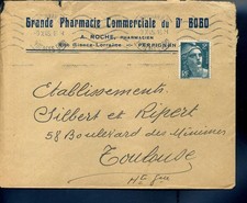 Marcophilie -  Publicité  grande pharmacie du dr bobo à roche  03-10-1945   n°