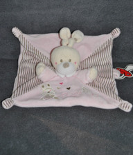 🍀Doudou Plat Lapin ABC SIMBA TOYS KIABI NICOTOY Rose Coeur Attache Tétine TTBE
