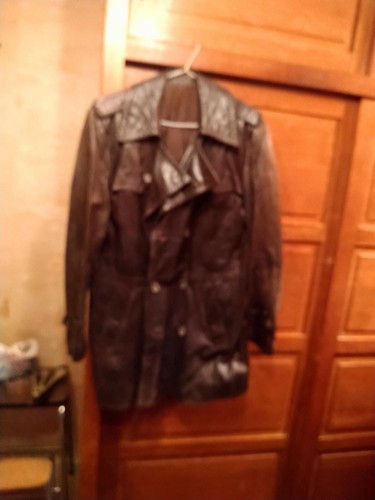 Veste cuir marron - en,