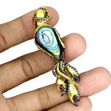 Broche En Argent Sterling 925 Avec Perle De Mère Et Pierre Précieuse Péridot