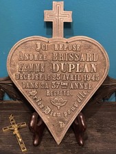 Rare Plaque Mortuaire Coeur