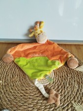 Doudou plat girafe jaune orange vert Titoutam comme neuf 