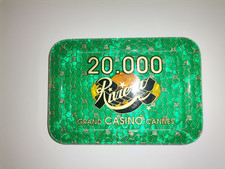 Plaque Grand Casino Riviera Cannes 20 000 frs VINTAGE poker roulette