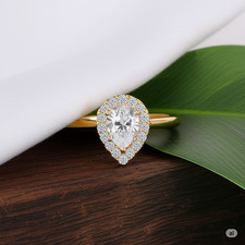 Bague Moissanite Poire Or