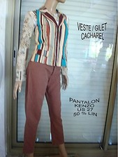 VESTE  CACHAREL A  RAYURES BRIQUE /TURQUOISE / BLEU / BLANC  NEUVE T 38