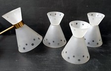 LUMINAIRE DIABOLO 4 TULIPE VERRE STILNOVO POUR LUSTRE OU APPLIQUE DESIGN  1950