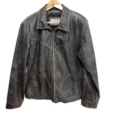 ✨ WILSONS LEATHER MAXIMA Blouson Veste Cuir Véritable Patiné Marron XL Biker |41