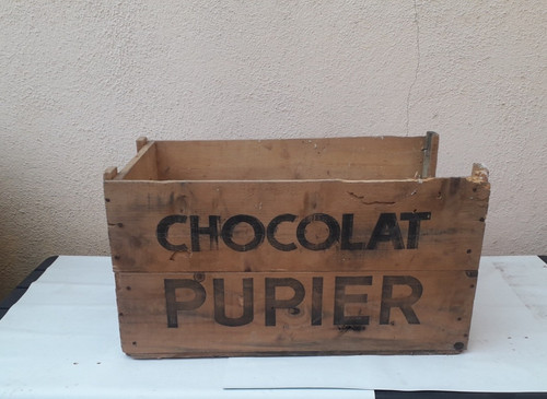 Ancienne caisse bois - bois, chocolat