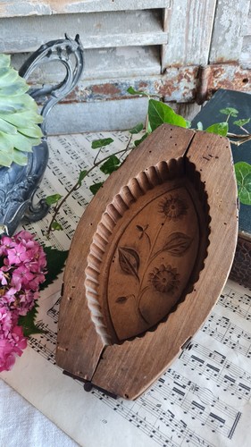 Ancien moule beurre bois - en,