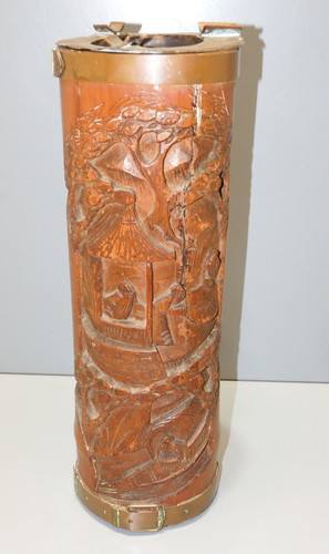 Ancien pot pinceaux bambou - -ancien,