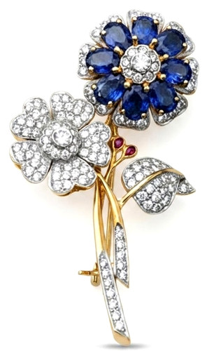 Broche épingle fleurs diamant - broche,
