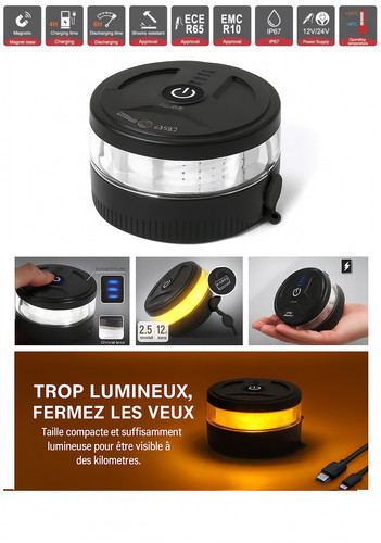 Mini gyrophare led orange - mini,