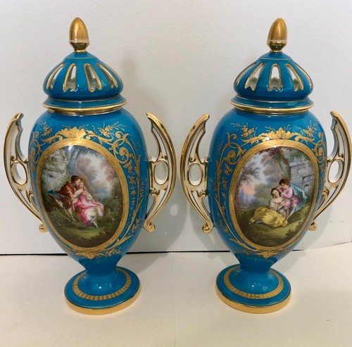 Pair paris porcelain covered - pair,