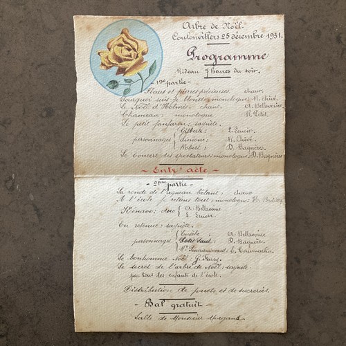 Ancien menu fêtes - ancien, de