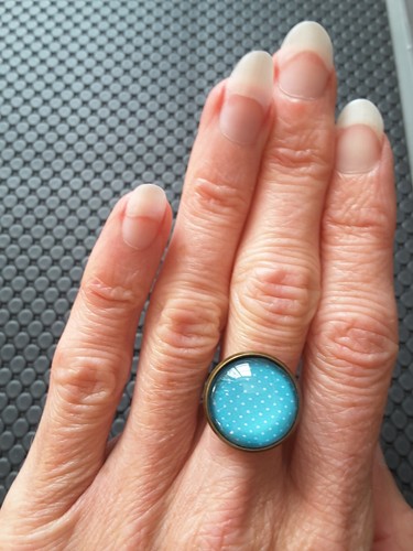 Bague fantaisie cabochon - , bleu