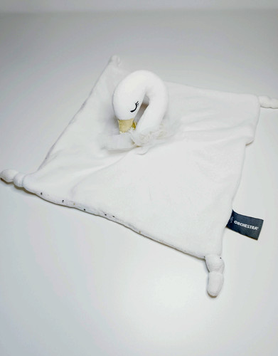 Doudou plat carré cygne blanc - doudou,