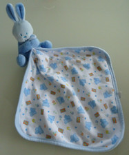 29. DOUDOU PELUCHE MFG LAPIN BLEU FLEUR CAROTTE GRELOT MOUCHOIR EXC. ETAT