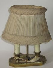 ANCIENNE LAMPE BOUILLOTTE 2 LUMIERES ABAT JOUR ANCIEN ANTIQUE TABLE LAMP & SHADE