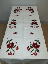 JOLIE NAPPE DE TABLE FINE BRODEE MAINS Artisanat Madagascar Fleurs 15