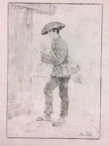 Georges bigot postman etching - bigot,