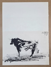 Lithographie noir et blanc d'après Pablo PICASSO : Toros y Toreros. Tauromachie