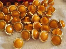 Lot 18 boutons fond d'atelier marron orange pied petits doré 1,1 cm ref 2253