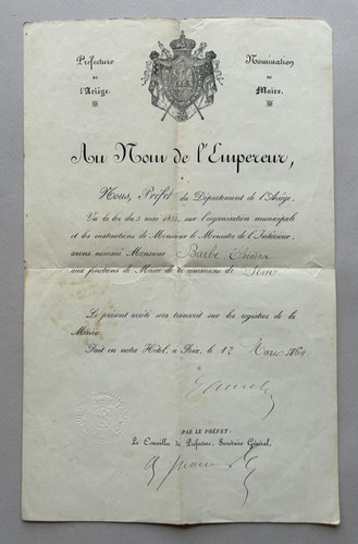 Ariège lettre de nomination - [ariÈge],