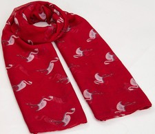 Marron/Rouge Cygne Oiseaux Imprimé Grande Taille Paréo De Châle Foulard Wrap at
