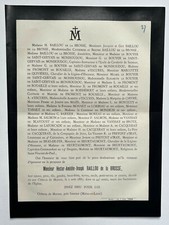 BAILLOU DE LA BROSSE Saint Gervais Monhoudou FAIRE PART Chateau Marson 1887