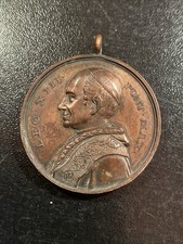 Rare Grosse Médaille  Ancienne Medal Papal Vatican Pope Leo XIII Pont Max