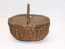 -ANCIEN PETIT PANIER OSIER Tressé JOUET de PETIT FILLE COLLECTION VITRINE déco D