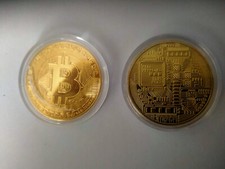 Pièce Jeton Or, collection commémorative, Bit Coin (Bitcoin) plaqué or
