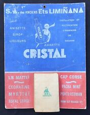 Ancien carton publicitaire CRISTAL LIMINANA Mattéi Cap Corse 21x27cm Algérie