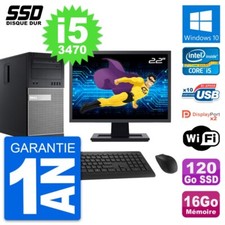 PC Tour Dell 9010 Ecran 22" Intel i5-3470 RAM 16Go SSD 120Go Windows 10 Wifi