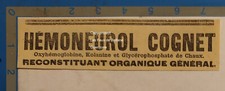 HEMONEUROL COGNET Kolanine oxyhemoglobine pharmacie publicite advert 1900