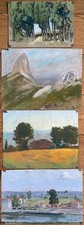 Tableaux lot de 4 dessins d'Ed. Pannetier (1884-1965) Provence Côte d'Azur