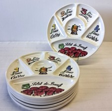 6 assiettes à fondue/compartiments de chez Gien en bon état