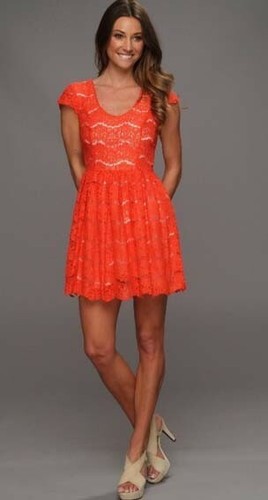 Kensie floral lace red - lace, red/orange