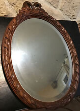 Miroir Medaillon De Coiffeuse Ou Mural Style Louis XVI Bois Sculpté  Biseauté