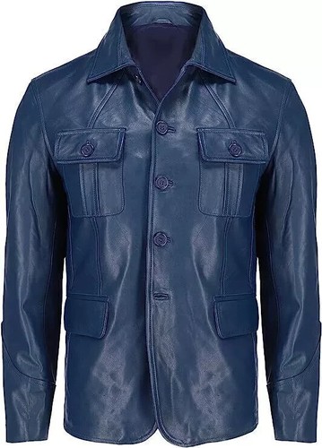 Veste cuir bleu - veste,
