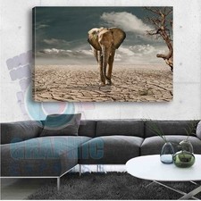 TABLEAU IMPRIMEE ELEPHANT IN THE DESERT DECO MURAL  - EL15