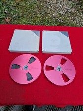 LOT DE 2 BOBINES METAL ALU ROUGE 18CM REVOX + BOITIERS POUR MAGNETO A BANDES