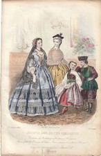 Gravure Mode Journal des Jeunes Personnes Janvier 1862 Signée Héloïse Leloir