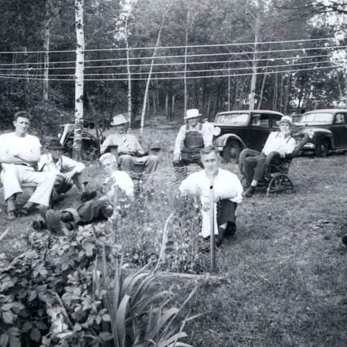 C1940s men garden yard - men,