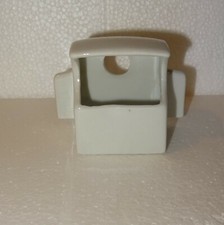 N°2 ANCIENNE MANGEOIRE POUR OISEAUX FAÏENCE BLANCHE + TROU REMPLISSAGE ARRIERE