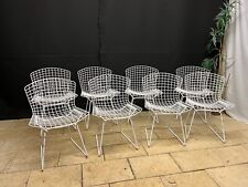 8 Chaises vintages Harry Bertoia Wire en maille de Fer Laqué Blanc Knoll